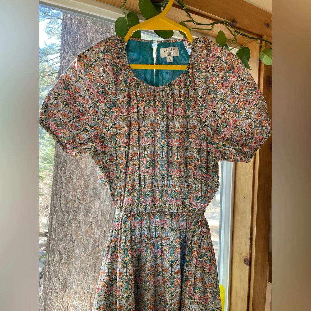 J CREW LIBERTY CUTOUT ORGANIC COTTON GIORGIA DUKE PRINT MAXI DRESS, size 10 - Picture 2 of 6